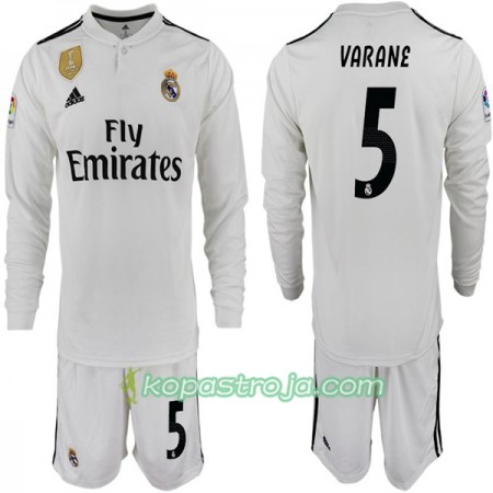 Billiga Fotbollströjor Real Madrid VARANE 5 Barn Hemma tröja 2018/19 Långärmad